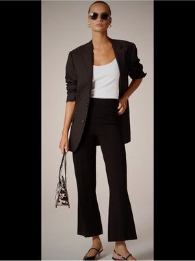 J. Crew Delaney Kickout Flare Sweater Pant in Black with Pintuck Detailing
